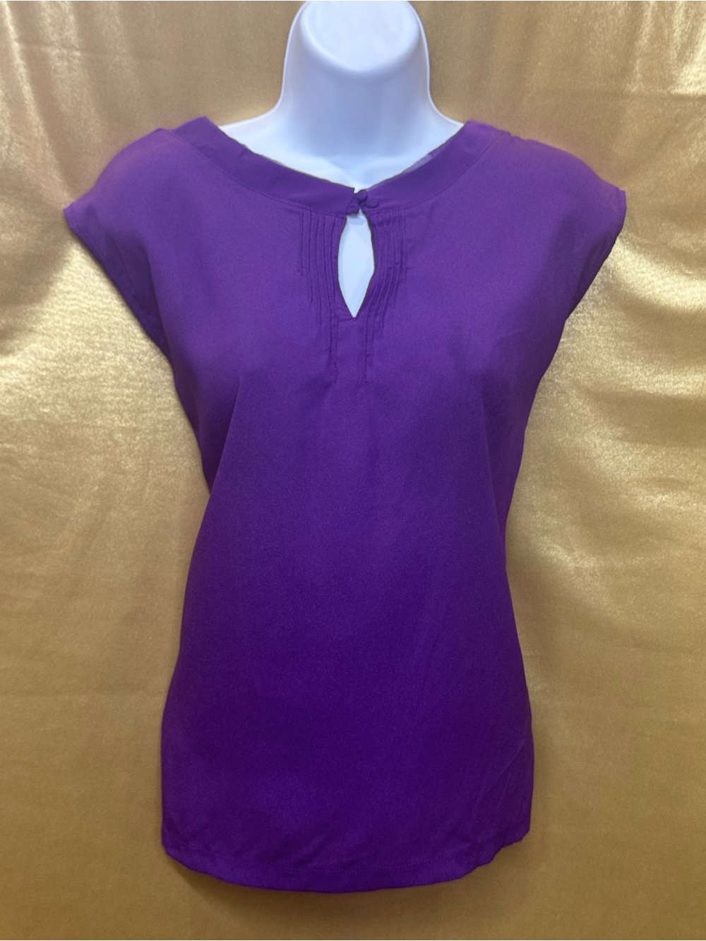 New York & Company Purple Mixed-Media Top - Size Small